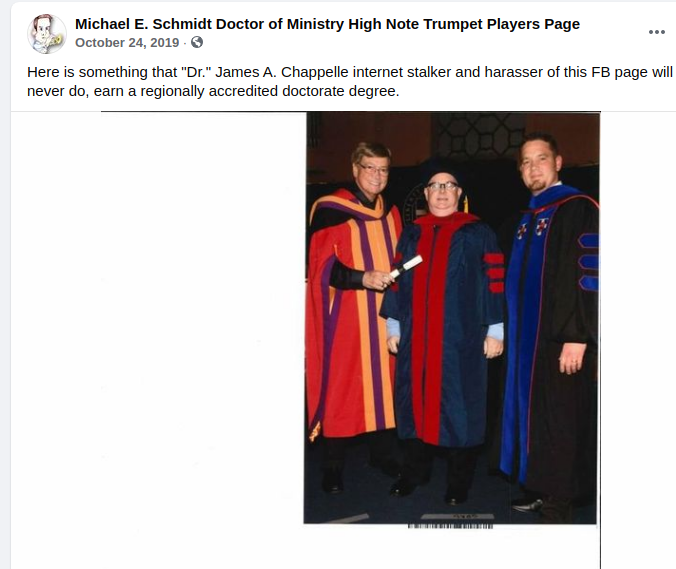 Michael E. Schmidt receives an objectively worthless degree
