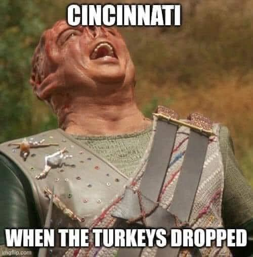 Cincinnati when the turkeys fell 