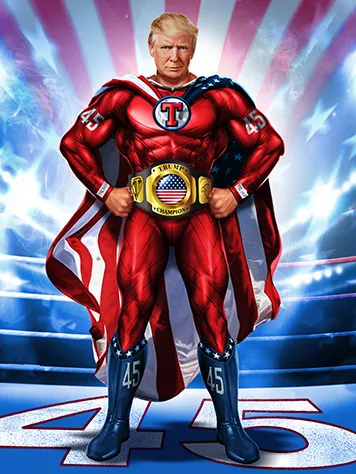 Trump playing superhero