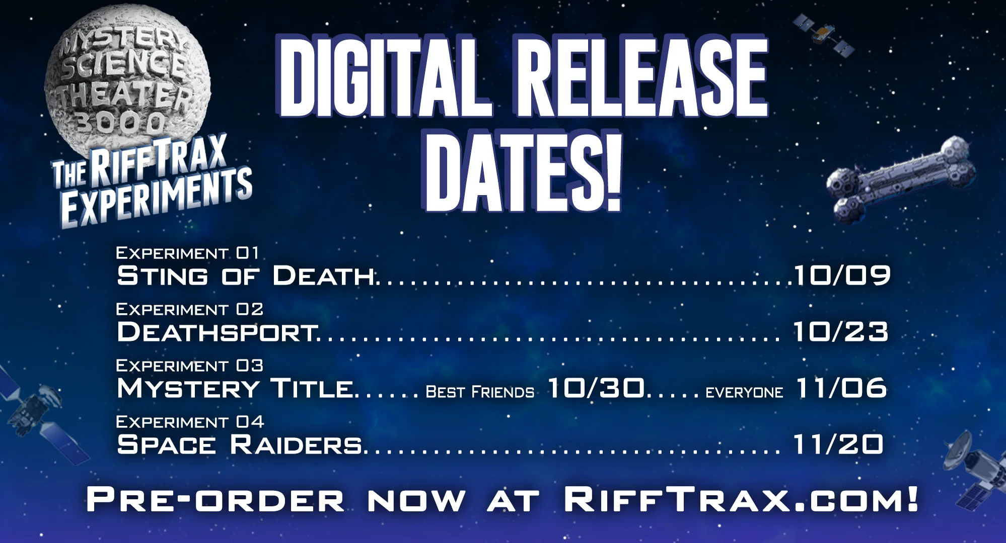 MST3K - RiffTrax Experiments Schedule